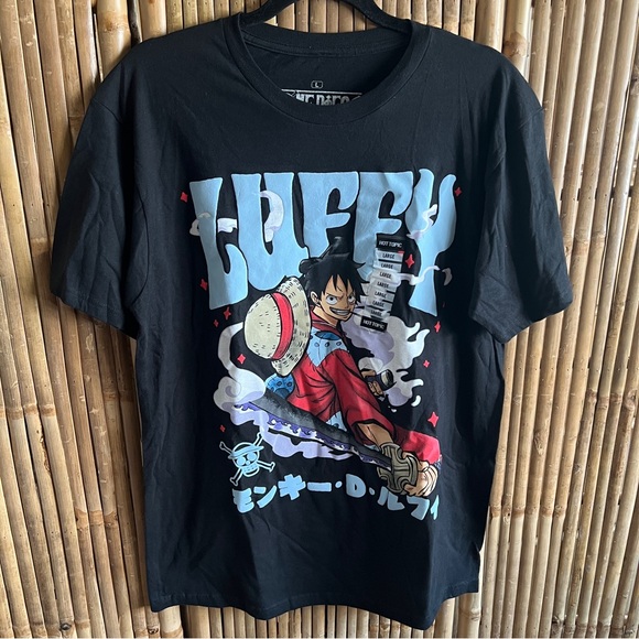 One Piece Luffy Samurai Sword Puff Print T-Shirt - Picture 1 of 3